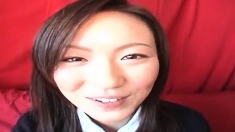 Mana Katase is a nice Asian teen in a school uniform